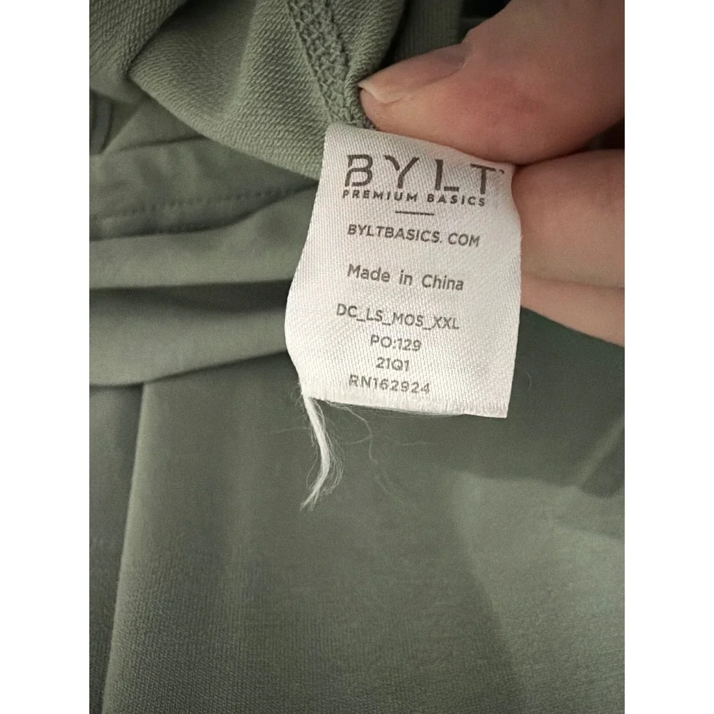 BYLT Premium Basics‎ Drop Cut Long Sleeve Shirt XXL Moss Green BYLT Blend L/S